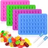 Conjunto de 4 Peças de Formas de Silicone em Formato de Urso para Doces com Conta-gotas, 50 Peças de Formas de Silicone em Formato de Urso para Chocolate e Cubos de Gelo