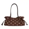 Bolso de gamuza para mujer 2026 nuevo moda de otoño nicho lunares bolso tote de trabajo de gran capacidad bolso de hombro