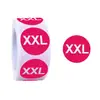 Mancha redonda de color blanco autoadhesiva tamaño pegatina XXS a XXXL grano de tamaño pegatina de letra para ropa etiqueta