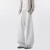 Pantalones deportivos tipo jogger grises de peso pesado deconstruidos para hombre, nuevos de otoño/invierno, ajuste holgado, retro, modernos, de pierna ancha, casuales, largos.