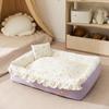 Cama para Cães Estilo Princesa com Babados para Outono e Inverno, Design Aberto e Almofada, Cama para Gatos e Cães de Porte Pequeno e Médio como Teddy