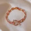 Pulsera de Hebilla Ot Estilo Retro Francés con Zirconia Nariz de Cerdo, Lujo Accesible, Pulsera de Gama Alta, Exquisita, Dulce y de Moda Joyería de Mano para Mujeres
