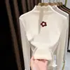 Roupas para Meninas Segunda Pele de Fleece Outono e Inverno Crianças de Médio a Grande Porte Gola Alta Manga Longa Camiseta Roupa Íntima de Bebê Top com Acabamento de Babado