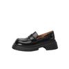 Mocasines básicos versátiles de cuero genuino completo por dentro y por fuera Primavera 2024 Tacón medio grueso Suela gruesa Punta redonda Piel de vaca Escotados para mujer