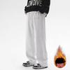 Pantalones deportivos negros de pierna recta para hombre, Otoño e Invierno, Marca de moda, Talla grande, Pantalones forrados de felpa, Pantalones largos deportivos casuales versátiles sueltos de moda