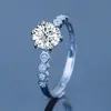 Anillo de Diamante Mosane de Plata s925 Clásico Seis Garras para Mujer Compromiso 1 quilate Anillo de Diamante Moissanita Abierto Regalo de San Valentín