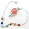 Joyería transfronteriza gema natural Cristal péndulo espiritual en forma de giroscopio cuentas de 18 mm 7 colores piedra energética colgante de péndulo