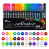 Estuche de 24 Colores de Bolígrafo de Contorno Doble Linea Bolígrafo Flash Fantasía Marcador Color Metalizado Marcador Fluorescente Cuenta Manual DIY