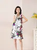 Vestido de Noite de Algodão Puro Tecido de Verão para Mulheres de Meia-Idade e Idosas Tamanho Plus Algodão Seda Simples Casual Vestido de Algodão Seda