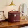 Bolsa de Maquillaje Tipo Cubo de Cuero PU Transfronteriza, Neceser de Gran Capacidad, Portátil con Correas, Bolsa de Almacenamiento para Cosméticos con Múltiples Compartimentos