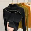 Camiseta de fondo de cuello alto para mujer invierno Suéter interior estilo occidental único con diseño de nicho con sentido de diamante hueco