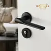 Precio bajo ingeniería interior dormitorio integrado negro cerradura dividida cerradura de puerta de baño cerradura de puerta de madera maciza silenciosa universal