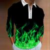 Camisa pólo masculina de manga comprida impressa em 3D Camisa pólo masculina transfronteiriça Amazon AliExpress masculina