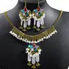 Traje de Joyería de Cristal Estilo Bohemio Transfronterizo Moda Retro Estilo Étnico Collar con Borlas de Piedras Preciosas Pendientes