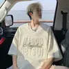 Camiseta Masculina de Manga Curta Estilo Americano Pesado para Rua, Novo Modelo Verão 2026, Caimento Solto, Blusa Juvenil de Meia Manga, Marca Tendência