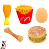 Venta al por mayor de fábrica juguete para perro mascota vinilo sonido de simulación pata de pollo hamburguesa papas fritas huevo maíz cacahuete juguete
