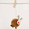 Decoraciones de Navidad, ciervo de peluche con pelo de lana, adornos colgantes de ciervo, colgantes de rodaja con forma de ciervo para árbol de Navidad, adornos colgantes de madera festivos, adecuados para fiestas de Navidad, uso en interiores/exteriores.