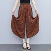 2026 Verano Finos Culottes de Algodón y Seda para Mujer Pantalones Cropped Sueltos Tallas Grandes Pantalones de Pierna Ancha Pantalones Casuales de Rayón