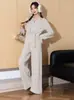Elegante Conjunto de Suéter para el Trabajo 2026 Otoño/Invierno Nuevo Estilo Suéter de Punto Falso de Dos Piezas + Pantalones Rectos de Pierna Ancha Conjunto de Dos Piezas para Mujer
