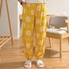 Calça de Algodão em Promoção para Mulheres, Roupa de Dormir de Algodão Artificial de Verão, Calça Longa Fina para Casa, Calça para Caminhada, Calça Harem