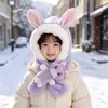 Bufanda Sombrero de Peluche de Dibujos Animados para Niños Otoño e Invierno Orejera Linda Integrada Sombrero de Bebé Cálido Sombrero de Muñeca Súper Lindo Resistente al Viento