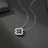 Silver City collar de trébol de cuatro hojas de amatista natural de plata de ley S925 colgante de trébol de cuatro hojas de diamante joya de cadena de clavícula de tendencia nacional