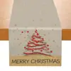 Bandeira de Mesa Festiva de Natal Transfronteiriça Atmosfera Aconchegante Letra Impressão Digital Boneco de Neve Bandeira de Mesa de Linho Atacado