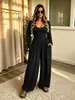 Nuevo mono cruzado europeo y americano de Amazon para mujer, estilo simple, color liso, casual, manga larga, sin espalda, pierna ancha