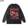 Camiseta larga de manga larga estilo retro lavado americano de otoño de eBay transfronterizo para hombre, marca High Street Tide, deseo al por mayor