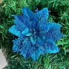 Corona de Navidad Dorada con Flores Artificiales Transfronterizas Accesorios para Corona de Navidad Decoración de Árbol de Navidad Flor de Navidad de Tres Capas