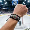 Pulsera de Cordón de Cuero de Equipo de la División Pacífico de la NHL Logo del Equipo de Hockey sobre Hielo Cordón de Cuero Genuino Merchandising para Fans