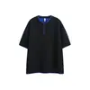 Camiseta de Manga Corta Retro con Cuello Henry Bordado Estilo Étnico Ace para Hombre Camiseta Básica de Verano Suelta Ht1009