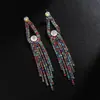 Pendientes de Borla en Cascada de Pedrería Colorida Estilo Europeo y Americano Pendientes Adelgazantes de Moda para Mujeres Influencers Venta al por Mayor E637