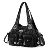 Suministro Exclusivo Transfronterizo de Moda Femenina Retro Lavado Vintage Chica Atrevida Bolso Tote Motociclista 2026 Bolso de Hombro de Gran Capacidad