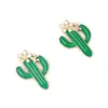 Europa y Estados Unidos transfronterizos nuevos creativos personalidad moda simple tendencia cactus aleación aceite aretes versátiles