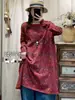Vestido de Punto de Algodón de Longitud Media con Estampado Nuevo Otoño 2025 para Mujer, Vestido Casual Versátil Elegante de Cuello Semialto