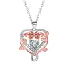 Knn-448 Estilo Lujo Ligero Transfronterizo Collar de Amor Rosa con Colgante Colorido Electrochapado, Cadena Lateral Resistente al Desvanecimiento Venta al por Mayor