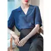 Camisa de Manga Curta com Estampa de Bolinhas para Mulheres, Novo Estilo Verão 2025, Design de Alta Qualidade, Gola de Camisa, Top Casual Elegante
