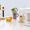 Vaso de Enjuague Bucal de Plástico Engrosado con Asa Pegatina de Sonrisa Vaso para Cepillo Color Sólido Hogar Vaso para Cepillo de Dientes Inodoro Vaso para Cepillo de Dientes