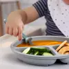 Cuchara y tenedor infantiles de acero inoxidable con mango de silicona para niños pequeños