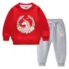 Conjunto de suéter infantil outono e inverno 2023 Estilo ocidental novo grande infantil de veludo acolchoado quente de inverno com mangas compridas