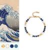 Joyería Original de Nicho Tejida con Cuentas de Lapis Lapis Lapis Retro Antiguo, Juego de Collar y Pulsera de Cuentas de Concha Natural para Mujer