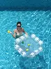 Nuevo Modelo Flotador Inflable Rayado de Cuatro Tubos Luna Blanca, Hamaca de Malla Plegable para Agua, Sillón Flotante para Piscina, Flotador de Cuatro Tubos