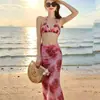 Bikini Nuevo Estilo de Verano, Conjunto Sexy de Tres Piezas Cola de Pescado sin Espalda, Traje de Baño para Chicas Atrevidas para Vacaciones en Aguas Termales