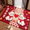 Felpudo de Año Nuevo 2027 Año de la Oveja Felpudo para Entrada Estilo Lana Rojo Almohadilla Decorativa para Pies Felpudo de Cristal Terciopelo