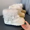 Botas de neve femininas com renda, solado grosso e que aumentam a altura, coleção de inverno 2026, com design Fair Isle, forro de fleece e acolchoamento extra para aquecimento, botas curtas