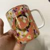 Caneca de cerâmica estilo carta europeia para uso doméstico, copo para suco e leite, grande capacidade, caneca de café personalizada, copo para beber com pequena falha.