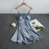 [Con Almohadilla en el Pecho] Pijama de Verano para Mujer de Seda de Hielo Camisón Sexy de Dos Piezas Camisón con Tirantes Primavera y Otoño Bata de Seda 99
