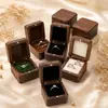 Caja de anillo de madera de alta gama, caja de almacenamiento para protección de anillos, caja para pendientes, caja de almacenamiento de joyas, caja de anillo magnética, caja para pendientes