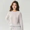 Nuevo suéter de mezcla de hilo Kangbao Lai para otoño/invierno: 25% seda de morera, 75% cachemir, suéter base de manga raglán con cuello redondo para mujer